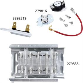 img 3 attached to AMI PARTS 279838 & 279816 Dryer Heating Element with Thermostat 3392519 Fuse Combo Pack - Compatible with Whirlpool Kenmore Electric Dryers