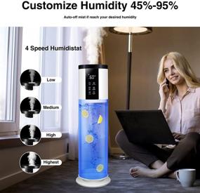 img 2 attached to 🌬️ Honovos 2.64Gal Ultrasonic Cool Mist Humidifier for Large Room Bedroom 750 sq ft - 7 Colors, 4 Speed Humidistat, Essential Oil Tray - Ideal for Baby, Kids, Adults at Home, Plant, Yoga, and Sleep