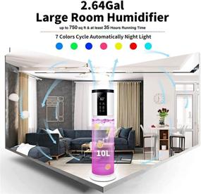 img 3 attached to 🌬️ Honovos 2.64Gal Ultrasonic Cool Mist Humidifier for Large Room Bedroom 750 sq ft - 7 Colors, 4 Speed Humidistat, Essential Oil Tray - Ideal for Baby, Kids, Adults at Home, Plant, Yoga, and Sleep