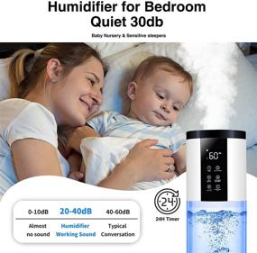 img 1 attached to 🌬️ Honovos 2.64Gal Ultrasonic Cool Mist Humidifier for Large Room Bedroom 750 sq ft - 7 Colors, 4 Speed Humidistat, Essential Oil Tray - Ideal for Baby, Kids, Adults at Home, Plant, Yoga, and Sleep