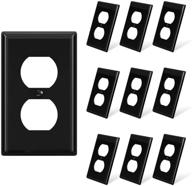 🔌 elegrp 1-gang standard size wall outlet covers - 10 pack, unbreakable polycarbonate dual outlet faceplates, glossy black finish, ul listed with color-matched screws логотип