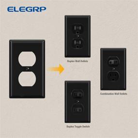 img 1 attached to 🔌 ELEGRP 1-Gang Standard Size Wall Outlet Covers - 10 Pack, Unbreakable Polycarbonate Dual Outlet Faceplates, Glossy Black Finish, UL Listed with Color-matched Screws