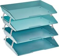 📚 acrimet facility 4 tier letter tray side load plastic desktop file organizer - solid green color: efficient and stylish organization solution логотип