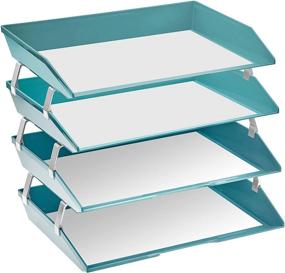 img 3 attached to 📚 Acrimet Facility 4 Tier Letter Tray Side Load Plastic Desktop File Organizer - Solid Green Color: Efficient and Stylish Organization Solution