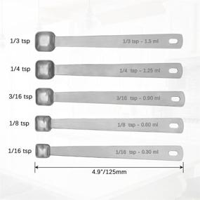 img 3 attached to 🥄 Heavy Duty Stainless Steel Measuring Spoons Set - Tablespoon for Dry or Liquid Ingredients, Mini Spoon for Baking, Fits in Spice Jar - Set of 5