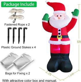 img 3 attached to 🎅 6FT Christmas Inflatable Decorations: Giant Santa Claus Blow Up, Festive LEDs, Merry Christmas Ornaments for Party, Indoor/Outdoor Lawn Décor