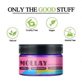 img 3 attached to 🌱 Vegan MOLLAY Wash Out Temporary Hair Color Wax Set - Purple, Pink, Blue, Green (4-in-1), Cruelty-free