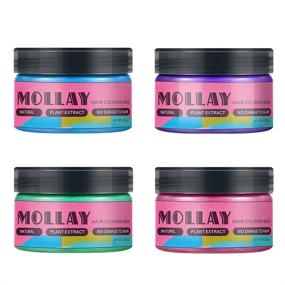 img 4 attached to 🌱 Vegan MOLLAY Wash Out Temporary Hair Color Wax Set - Purple, Pink, Blue, Green (4-in-1), Cruelty-free