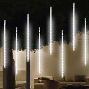 img 1 attached to ✨ Lwind Meteor Shower Rain Lights, Falling Raindrop Fairy String Light, 30cm 8 Tubes 240 LED Icicle Lights Outdoor for Halloween Christmas Holiday Party Patio Decor in White