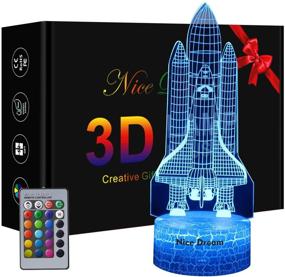 img 4 attached to Rocket 3D Illusion Lamp Night Light for Kids: Perfect Space Gift for Boys - Ideal Rocket Toys for Boys Age 5-10