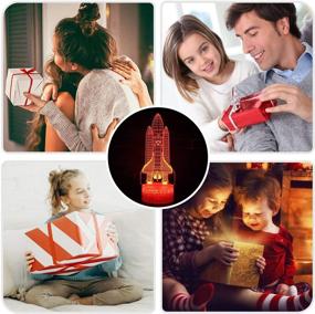 img 1 attached to Rocket 3D Illusion Lamp Night Light for Kids: Perfect Space Gift for Boys - Ideal Rocket Toys for Boys Age 5-10