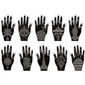 img 3 attached to 🎨 Xmasir Henna Tattoo Stencil Kit - 24 Sheets of Temporary Tattoo Templates for Body Paint - Indian Arabian Design - Self-Adhesive Tattoo Stickers - New Collection