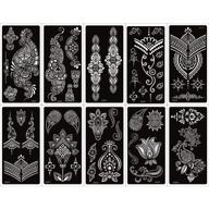 🎨 xmasir henna tattoo stencil kit - 24 sheets of temporary tattoo templates for body paint - indian arabian design - self-adhesive tattoo stickers - new collection logo