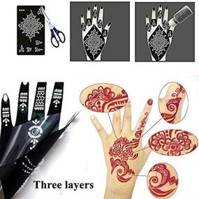 img 1 attached to 🎨 Xmasir Henna Tattoo Stencil Kit - 24 Sheets of Temporary Tattoo Templates for Body Paint - Indian Arabian Design - Self-Adhesive Tattoo Stickers - New Collection