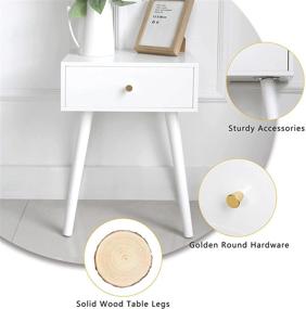 img 2 attached to 🌙 Stylish White Mid Century Modern Nightstand with Drawer – Perfect for Living Room & Bedroom Use! Easy Assembly.