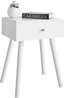 🌙 stylish white mid century modern nightstand with drawer – perfect for living room & bedroom use! easy assembly. логотип