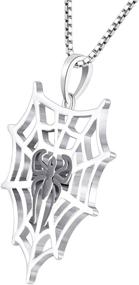 img 3 attached to 🕷️ Паучье ожерелье из стерлингового серебра 925 - Подвеска с очарованием персонажа паука для любителей ювелирных изделий на Хэллоуин "Inset Jewel