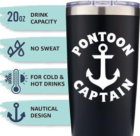 img 2 attached to 🚤 Navy Knot Pontoon Captain 20oz Tumbler - Double-Insulated Stainless Steel Wine Tumbler with Lid - Coffee Cups - Perfect Gift for Boaters, Pontoon, and Boat Owners - Keep Drinks Cold or Hot (Black)