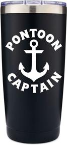 img 3 attached to 🚤 Navy Knot Pontoon Captain 20oz Tumbler - Double-Insulated Stainless Steel Wine Tumbler with Lid - Coffee Cups - Perfect Gift for Boaters, Pontoon, and Boat Owners - Keep Drinks Cold or Hot (Black)