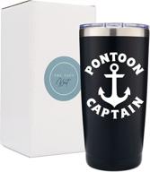 🚤 navy knot pontoon captain 20oz tumbler - double-insulated stainless steel wine tumbler with lid - coffee cups - perfect gift for boaters, pontoon, and boat owners - keep drinks cold or hot (black) логотип