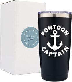 img 4 attached to 🚤 Navy Knot Pontoon Captain 20oz Tumbler - Double-Insulated Stainless Steel Wine Tumbler with Lid - Coffee Cups - Perfect Gift for Boaters, Pontoon, and Boat Owners - Keep Drinks Cold or Hot (Black)