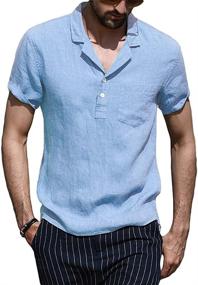 img 4 attached to 👕 PASLTER Summer Henley Shirts: Stylish and Comfortable Men's T Shirt Clothing