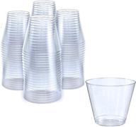 🍷 small clear plastic cups 5 oz - 200 pack: hard disposable wine & cocktail glasses for parties, weddings, and events - bulk plastic party punch cups & drinking tumblers logo