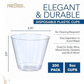 img 3 attached to 🍷 Small Clear Plastic Cups 5 oz - 200 Pack: Hard Disposable Wine & Cocktail Glasses for Parties, Weddings, and Events - Bulk Plastic Party Punch Cups & Drinking Tumblers