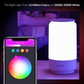 img 1 attached to 2021 Updated Version: HUGOAI Smart Table Lamp - Dimmable RGBW Bedside Lamps 🔦 for Bedrooms, Alexa and Google Home Compatible, LED Nightstand Lamp, No Hub Required (Grey)