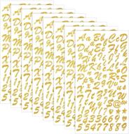 720 pieces glitter self-adhesive cursive alphabet and number stickers - 8 sheets for grad cap decoration, crafts, and art making supplies in gold logo