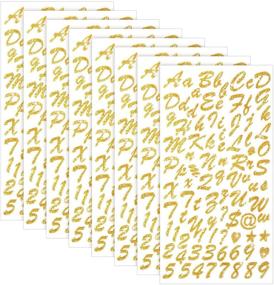 img 4 attached to 720 Pieces Glitter Self-Adhesive Cursive Alphabet and Number Stickers - 8 Sheets for Grad Cap Decoration, Crafts, and Art Making Supplies in Gold