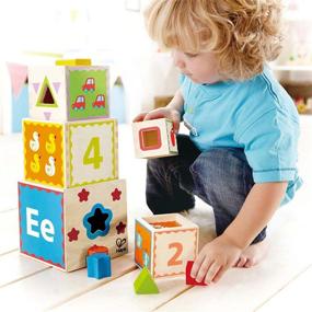 img 1 attached to 🏗️ Hape Pyramid Wooden Toddler Nesting: Enhance Early Learning and Motor Skills