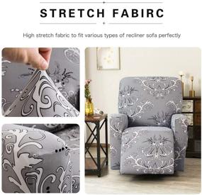 img 1 attached to Чехол реклайнер "Stretch Printed Recliner Slipcovers" от TIKAMI - серый принт, стиральные чехлы для кресла с боковым карманом - защита мебели Lazy Boy