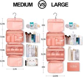 img 2 attached to 💄 Pink Medium Travel Toiletry Bag for Women: Sturdy Hanging Hook, Water-resistant Makeup Cosmetic Bag, Travel Organizer for Accessories, Shampoo, Toiletries