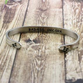 img 3 attached to 👭 Silver Inspirational Mantra Cuff Bracelets: Encouragement & Motivation for Her - Perfect Friendship Gifts for Best Friends, Sisters, Mothers, and Daughters