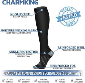 img 1 attached to Enhance Athletic Performance with 8 Pairs of CHARMKING Copper Compression Socks, Best for Circulation & Support (15-20 mmHg) - For Women & Men