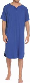 img 4 attached to 💤 Comfortable Ekouaer Men's Nightshirt Pajamas for a Cozy Lounge and Sleep