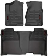 gator 79607 front and 2nd seat floor liners - black - compatible with 2014-2018 silverado/sierra 1500 crew cab, 2015-2019 2500/3500 crew cab, 2019 silverado 1500 ld/2019 sierra limited crew cab logo