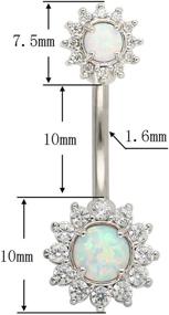 img 3 attached to Excepro Belly Rings 316L Surgical Stainless Steel 14G White Blue Sun Flower CZ Opal Body Jewelry Sparkling Belly Button Rings