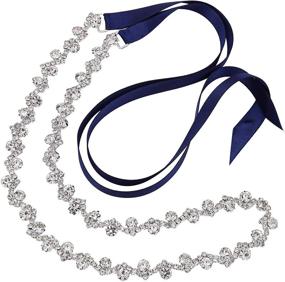 img 4 attached to Sarekabride Rhinestone Wedding Bridesmaid Silver Navy