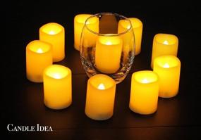 img 2 attached to 🕯️ Set of 10 Bulk Flameless Votive Candles with Remote Control and Timer – Realistic Flickering LED Tea Lights for Outdoor Use, Battery Operated, 200 Hour Runtime (Includes Batteries)