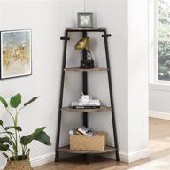 📚 oiog gray 4-tier metal corner bookshelf stand with storage for living room, industrial corner bookcase logo