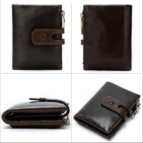 img 3 attached to PUSLAN Leather Bifold Double Window Men's Accessories