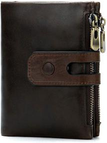 img 4 attached to PUSLAN Leather Bifold Double Window Men's Accessories