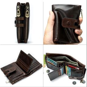 img 2 attached to PUSLAN Leather Bifold Double Window Men's Accessories