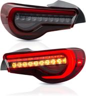 vland tail lights assembly: toyota 86 2012-2020, subaru brz/scion frs 2012-2019 | sequential, full led, plug-and-play, red logo