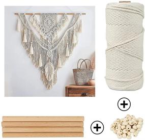 img 2 attached to 🧵 All-in-One Macrame Kit: 109Yards x 3mm Macrame Cord, DIY Supplies and Beads with Rings and Sticks for Beginners and Plant Hanger Projects