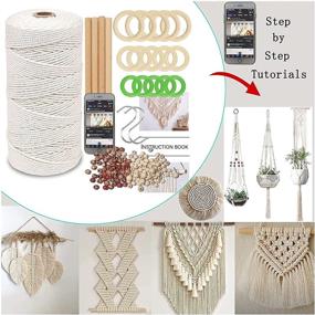 img 3 attached to 🧵 All-in-One Macrame Kit: 109Yards x 3mm Macrame Cord, DIY Supplies and Beads with Rings and Sticks for Beginners and Plant Hanger Projects