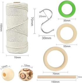 img 1 attached to 🧵 All-in-One Macrame Kit: 109Yards x 3mm Macrame Cord, DIY Supplies and Beads with Rings and Sticks for Beginners and Plant Hanger Projects