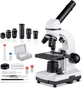img 4 attached to Powerful 40X-1600X Microscope for Kids, Students, and Adults with Slide Set, Dual LED Illumination, Phone Adapter - Ideal for Science Lab Class, Home Study, and Preschool Education